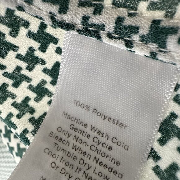 Talbots Women's Top Plus 3Xp Green White Houndstooth Long Sleeve Button Up Light - Picture 6 of 8